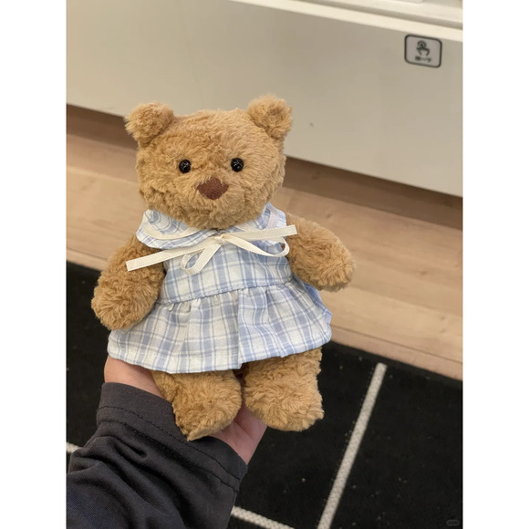 Bartholomew bear cute custom clothes outfits - blue plaid dress (Tiny) - Picture 1 of 2